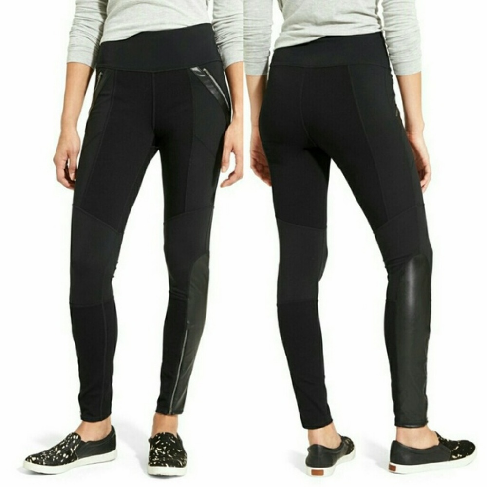 Athleta Ponte Luxe Leggings - Zippers  + Leather!